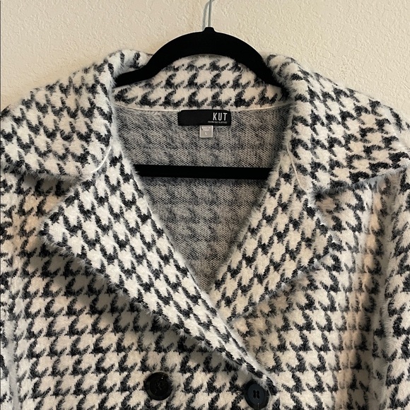 Kut From The Kloth Aaliyah Double Breasted Houndstooth Jacket‎ Large Stretch - Picture 4 of 13